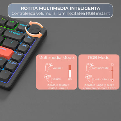 Tastatura Mecanica Ultra-Slim Wireless 75% Timebox, RGB, Low-Profile