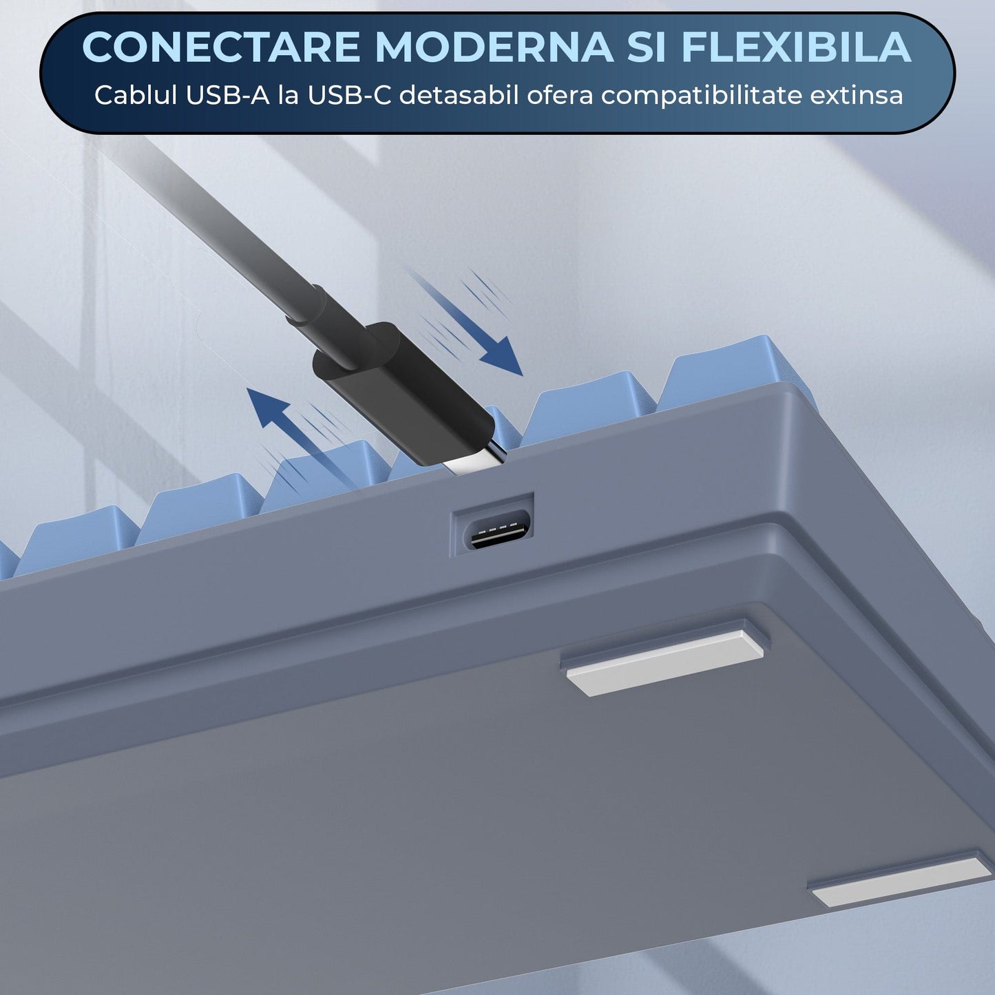 Tastatura Mecanica Timebox, 61 Taste, Keycaps PBT, Switch-uri Precise, Albastru