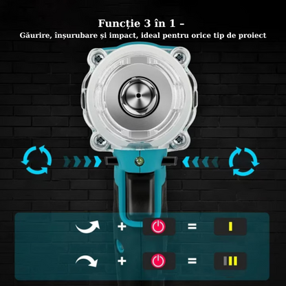 Cheie de Impact APF 550Nm, 2 Baterii, 4.0Ah, Cutie de Transport și Accesorii