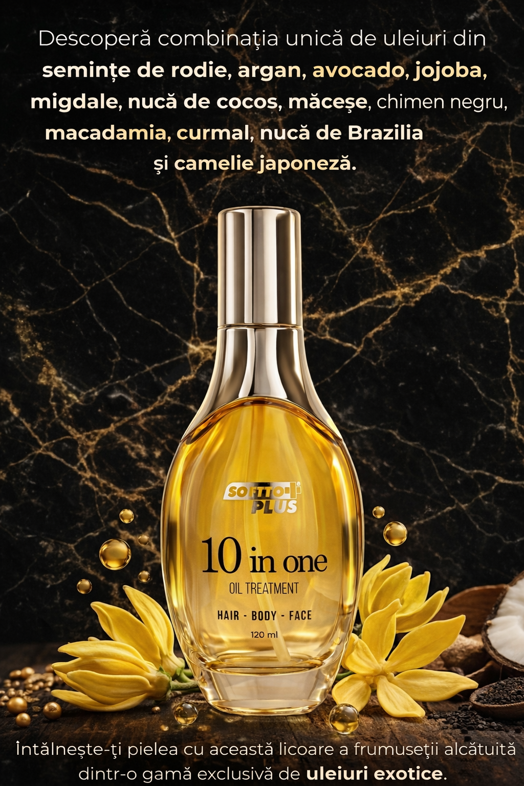 Ulei 10 în 1 pentru Păr, Corp și Față – cu Uleiuri Prețioase (120 ml)
