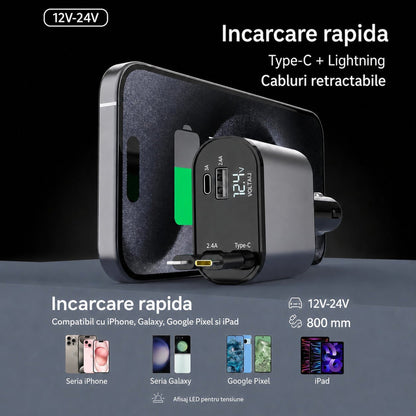 Incarcator auto 100W Super Fast Charge Timebox, Negru