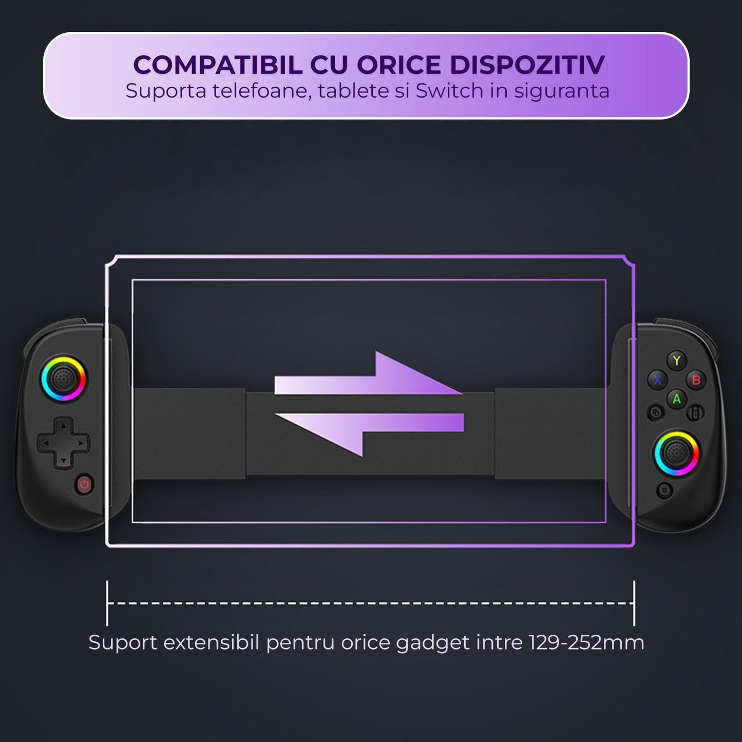 Gamepad Controller Gaming Wireless cu Joystick Hall, Bluetooth 5.0, Negru