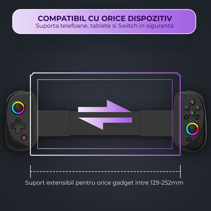 Gamepad Controller Gaming Wireless cu Joystick Hall, Bluetooth 5.0, Negru