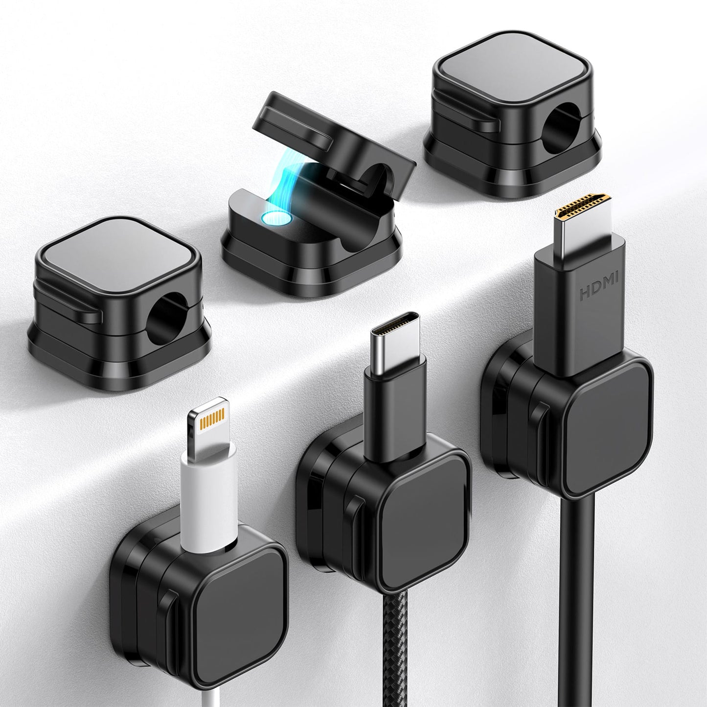 Set 6 clipuri magnetice Timebox, diametru 7, 5 mm, Negru