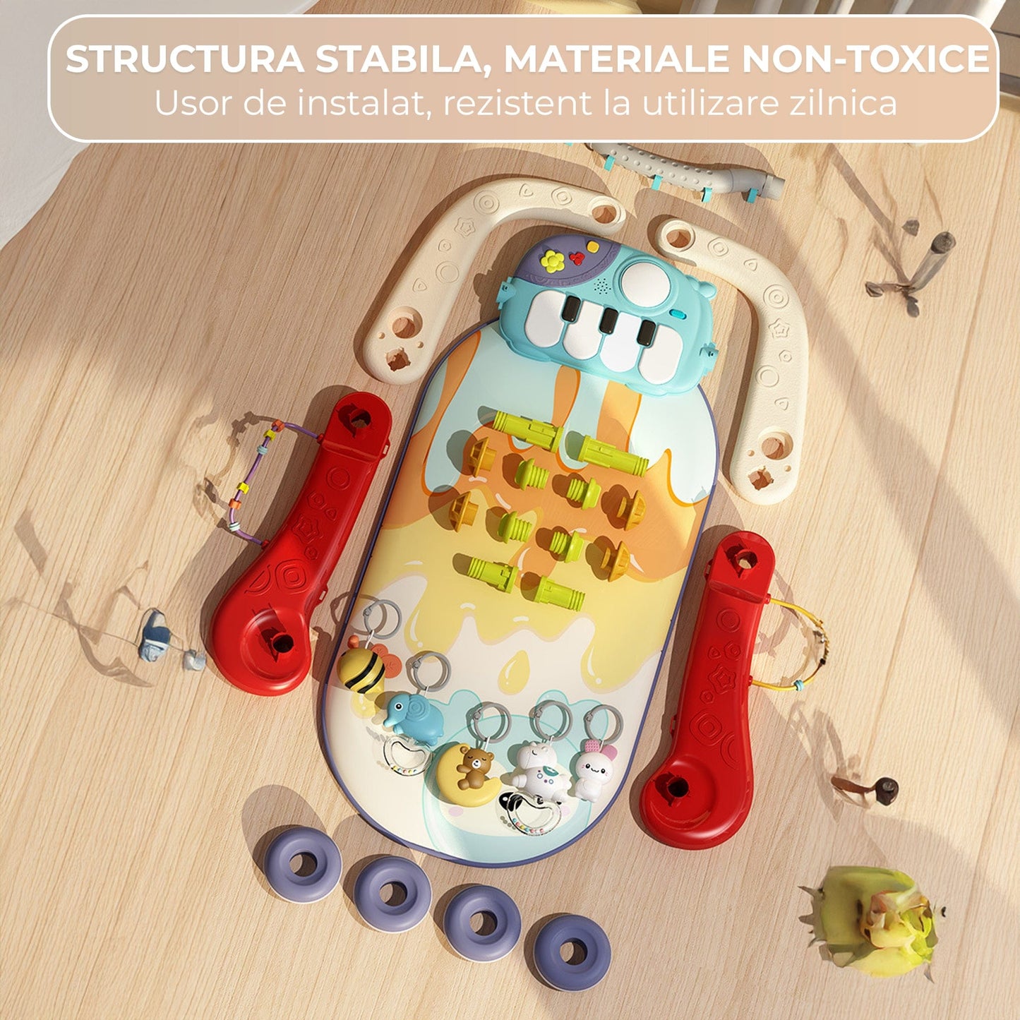 Salteluta centru multifunctional 4-in-1 pentru bebelusi 0, 3 ani, Pian