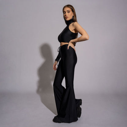 Pantaloni modelatori negri evazati Liquid