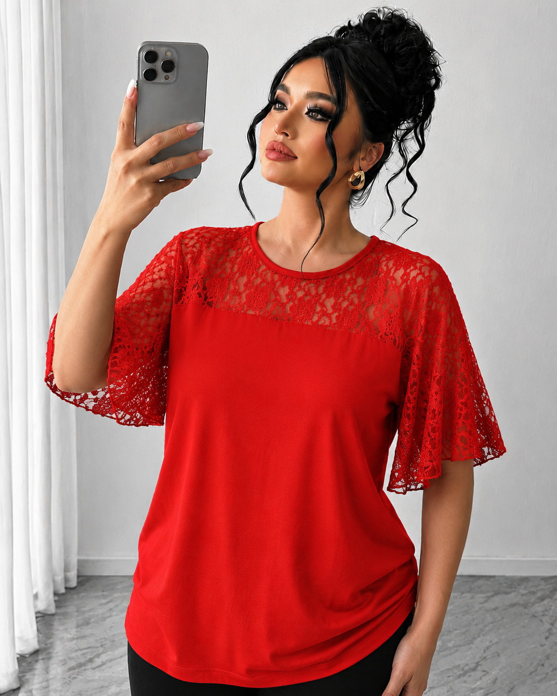 Tricou dama marimi mari cu dantela 1428-23