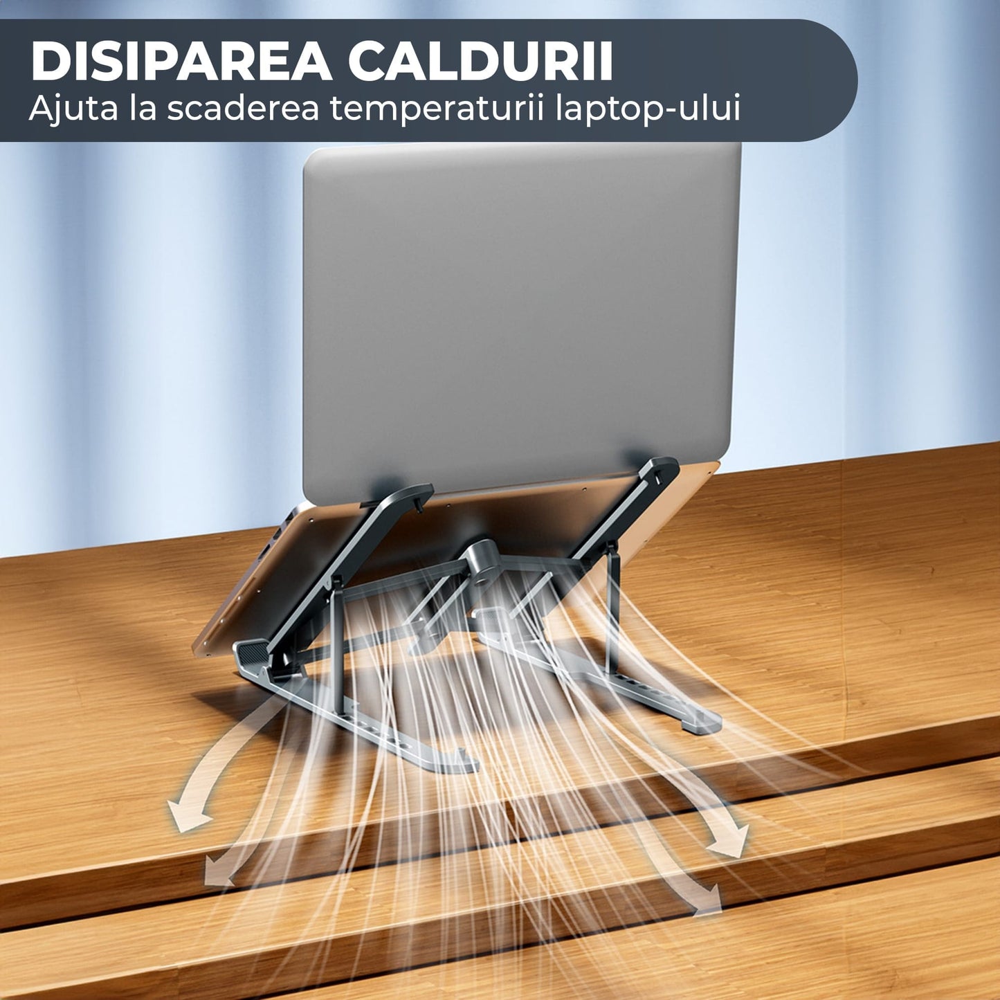 Suport pentru laptop si tableta 9-17" Timebox, Inaltime reglabila pe 7 nivele