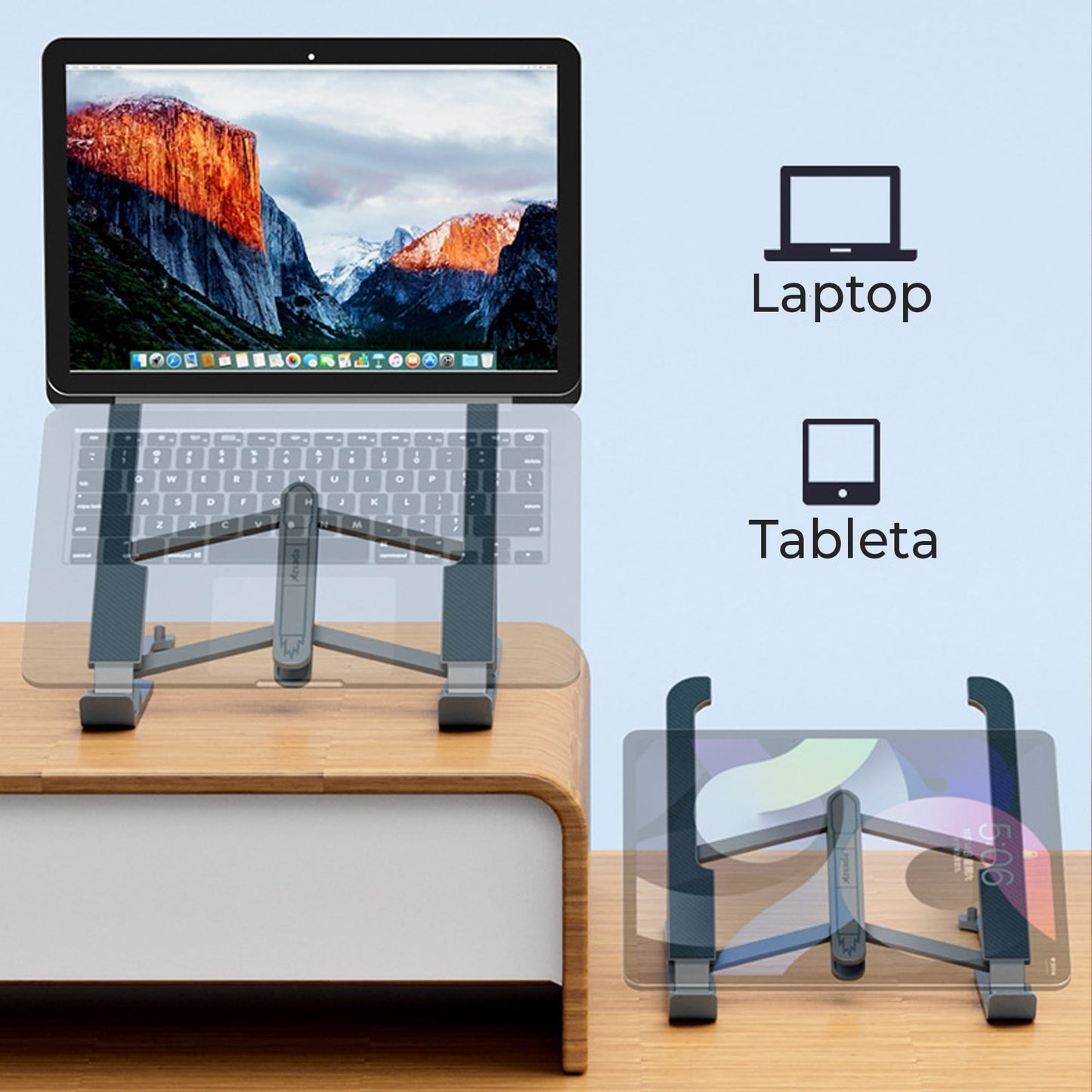 Suport pentru laptop si tableta 9-17" Timebox, Inaltime reglabila pe 7 nivele