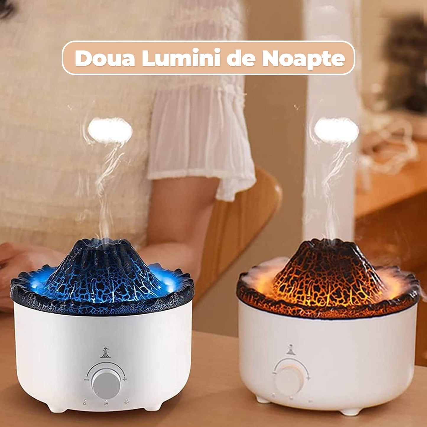 Difuzor de ulei esential, Aromaterapie tip Vulcan, Capacitate 560ml, Alb