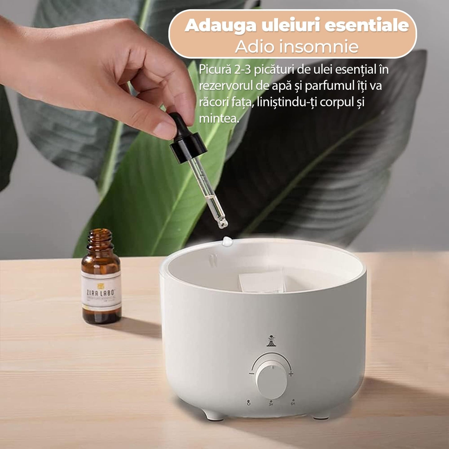 Difuzor de ulei esential, Aromaterapie tip Vulcan, Capacitate 560ml, Alb