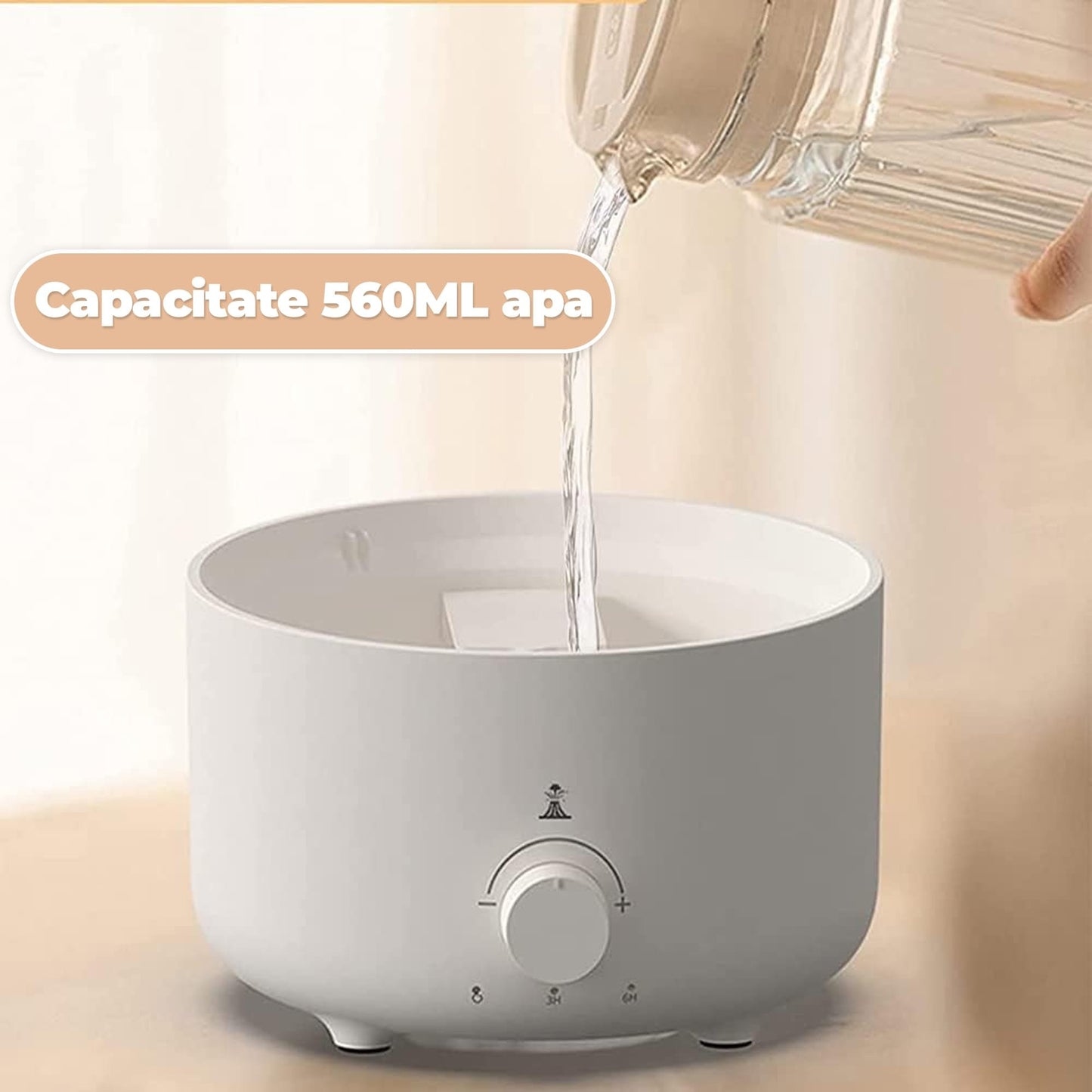 Difuzor de ulei esential, Aromaterapie tip Vulcan, Capacitate 560ml, Alb