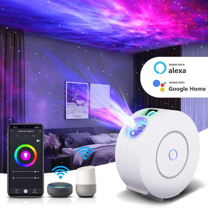 Lampa de veghe tip proiector stele cu aplicatie pe telefon, Alb