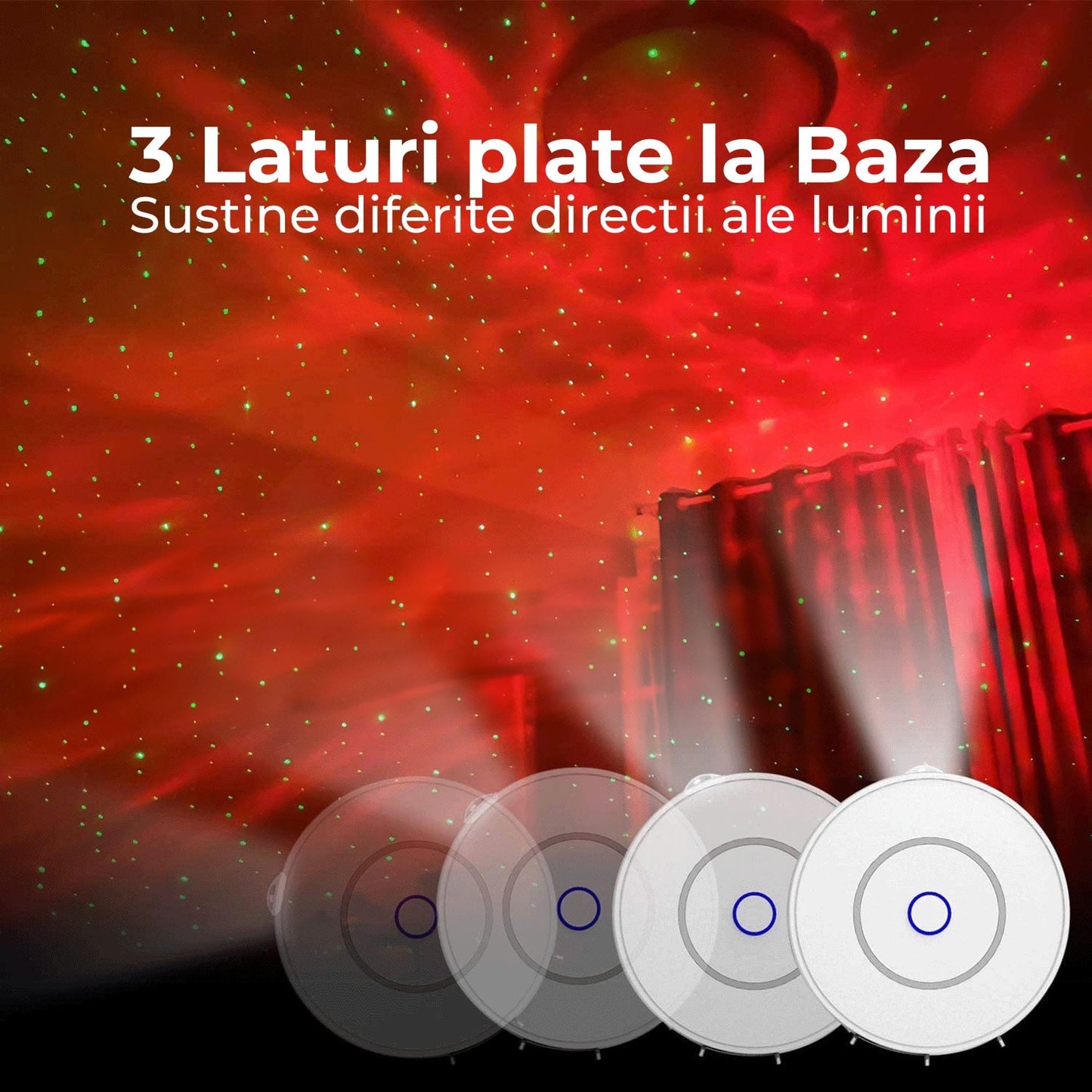 Lampa de veghe tip proiector stele cu aplicatie pe telefon, Alb