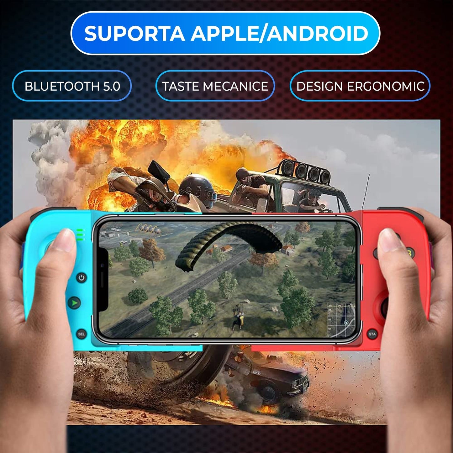 GamePad Controller Gaming pentru telefon Android, iOS, Nintendo Switch, Rosu