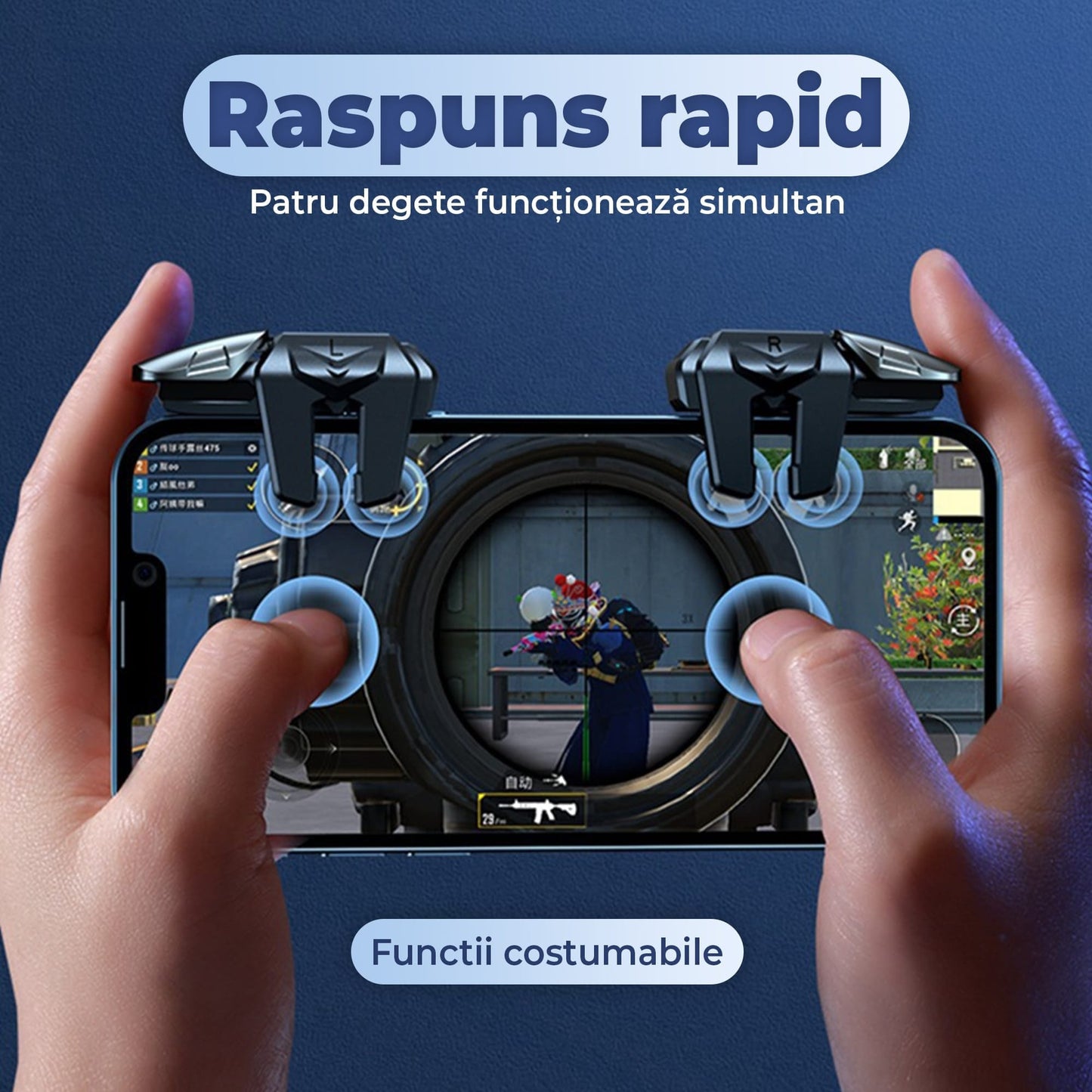 Triggere gaming pentru telefon, tableta, Fortnite, Call of duty -, Gri