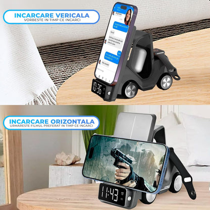 Incarcator Wireless 3 in 1 Timebox, 15W, multifunctional, Samsung, Airpods, Gri