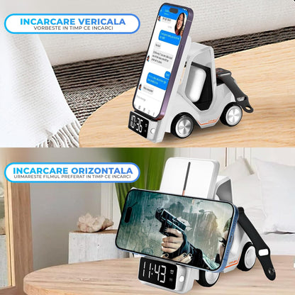 Incarcator Wireless 3 in 1 Timebox, 15W, multifunctional, Samsung, Airpods, Alb