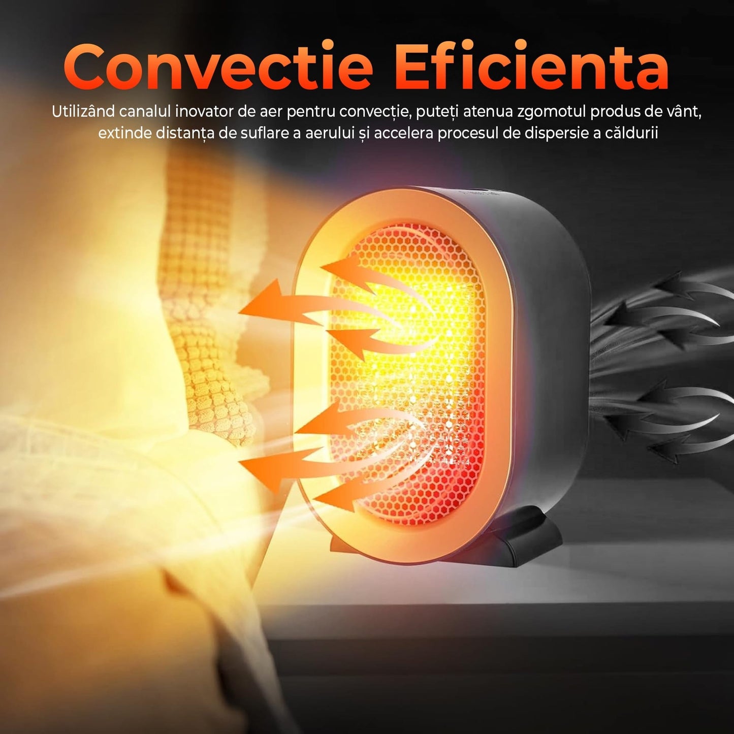 Aeroterma ceramica electrica Timebox, compact si silentios, Negru