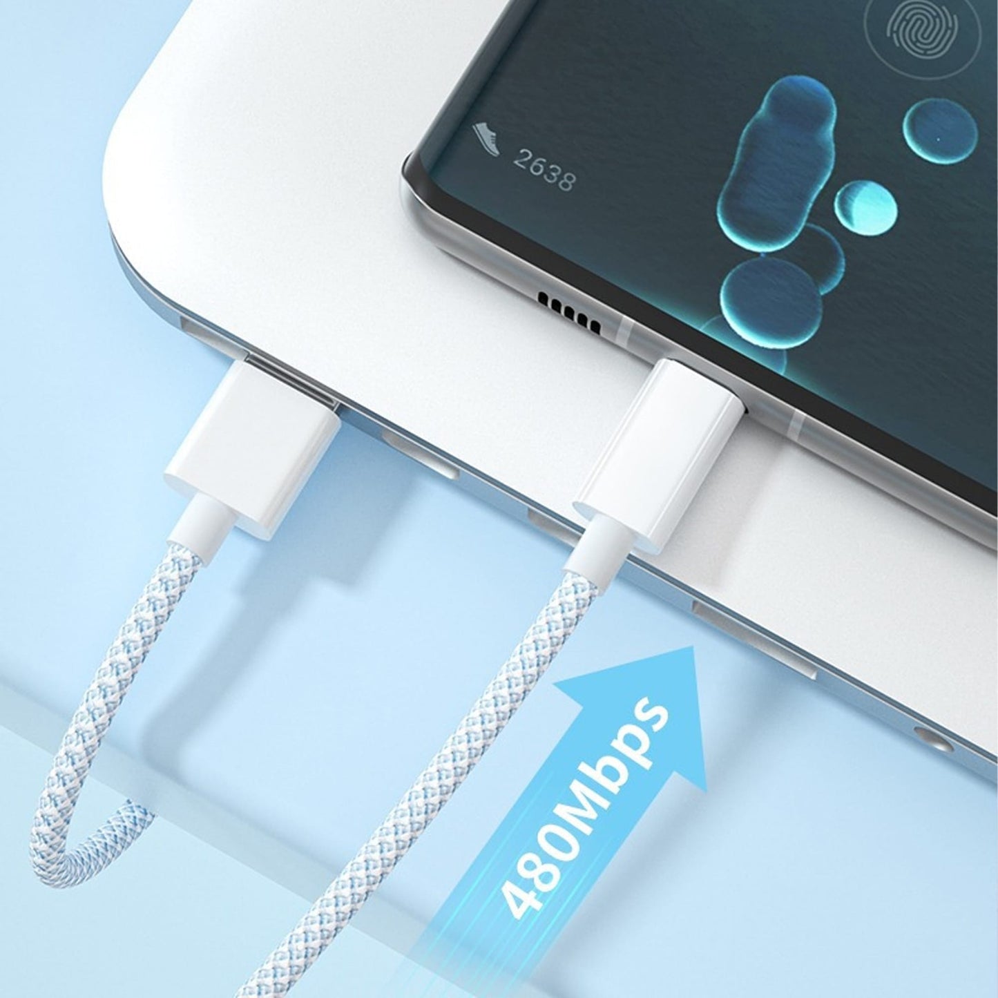 Cablu Date si Incarcare Rapida Timebox, Type-C la USB-C, 66W, 1m, QC 3, Alb