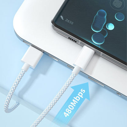 Cablu Date si Incarcare Rapida Timebox, Type-C la USB-C, 66W, 1m, QC 3, Alb