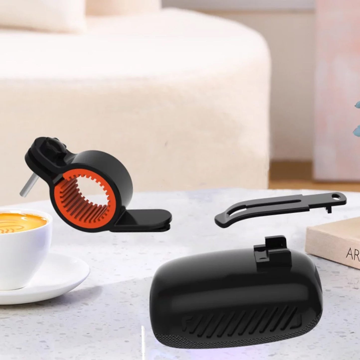 Boxa portabila cu suport fix, Bluetooth, 500mAh, Waterproof IPX5, Negru