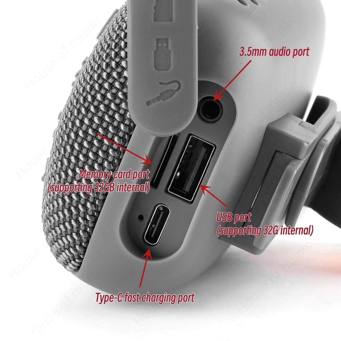 Boxa portabila cu suport fix, Bluetooth, 500mAh, Waterproof IPX5, Negru