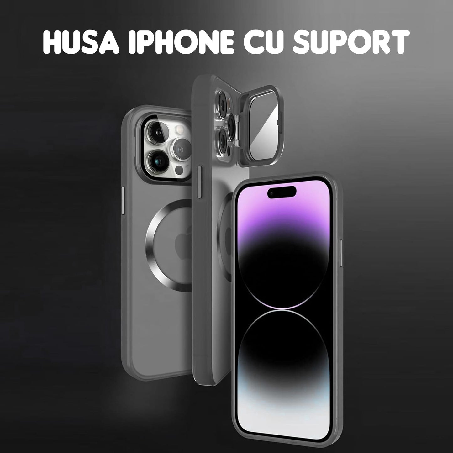 Husa de protectie Timebox, iPhone 15 Pro Max, Magsafe, Protectie camera, Negru