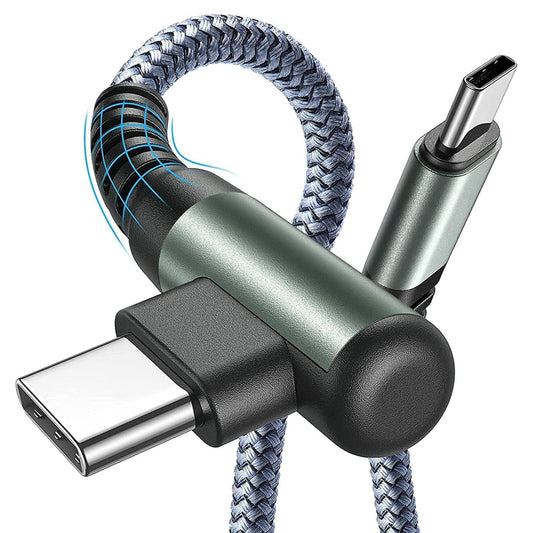 Cablu Date si Incarcare Rapida Timebox, USB-C la Type-C, 60W, 3m, Unghi 90°