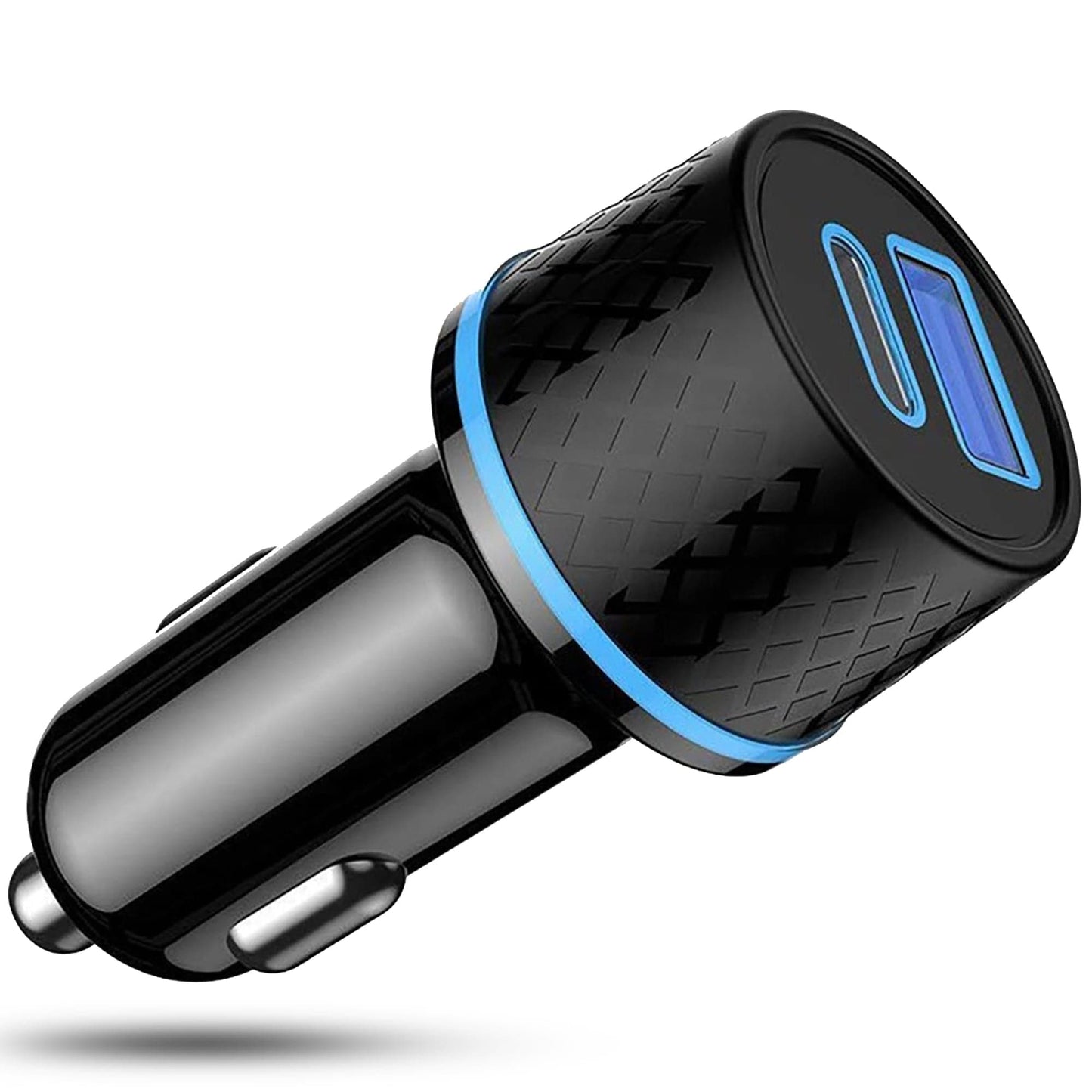 Incarcator auto Timebox, 43W, 1 x USB , 1 x USB-C, Lumini LED, Negru
