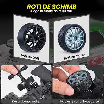 Masina cu telecomanda RC Timebox, 20km/h, 1:16, Drift car, lumini LED, Negru