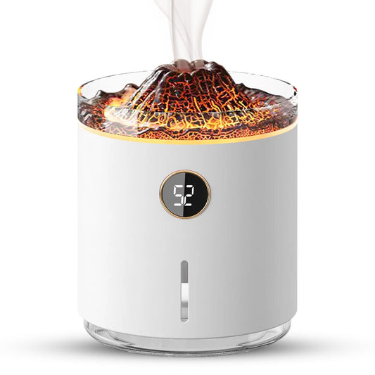 Difuzor de ulei esential, Aromaterapie tip Vulcan, Capacitate 350ml, Alb
