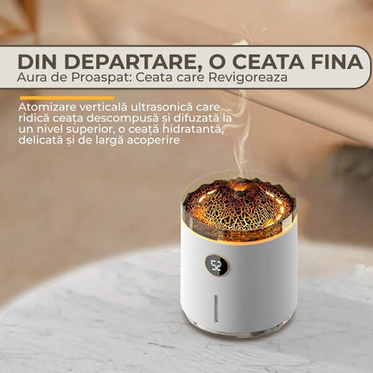 Difuzor de ulei esential, Aromaterapie tip Vulcan, Capacitate 350ml, Alb