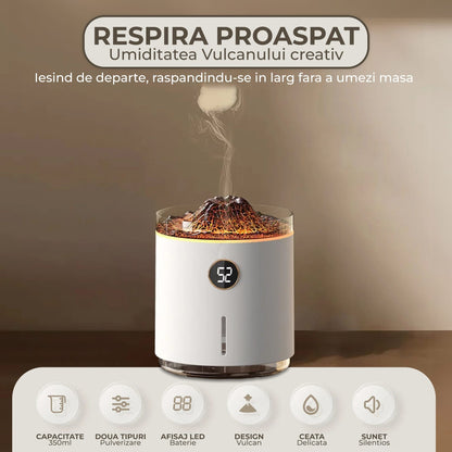 Difuzor de ulei esential, Aromaterapie tip Vulcan, Capacitate 350ml, Alb