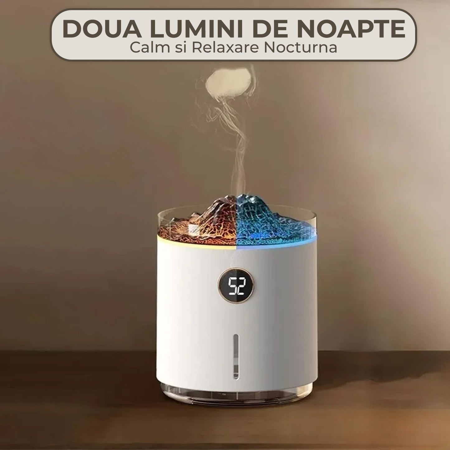 Difuzor de ulei esential, Aromaterapie tip Vulcan, Capacitate 350ml, Alb