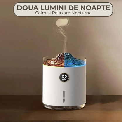 Difuzor de ulei esential, Aromaterapie tip Vulcan, Capacitate 350ml, Alb
