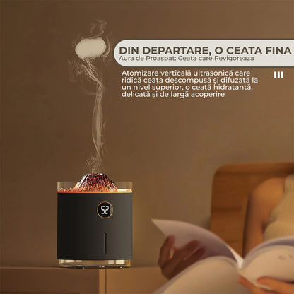 Difuzor de ulei esential, Aromaterapie tip Vulcan, Capacitate 350ml, Negru