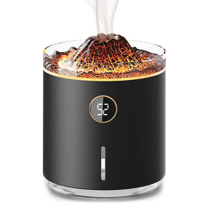 Difuzor de ulei esential, Aromaterapie tip Vulcan, Capacitate 350ml, Negru