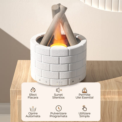 Difuzor de ulei esential, Aromaterapie tip Bonfire, Capacitate 250ml, Alb