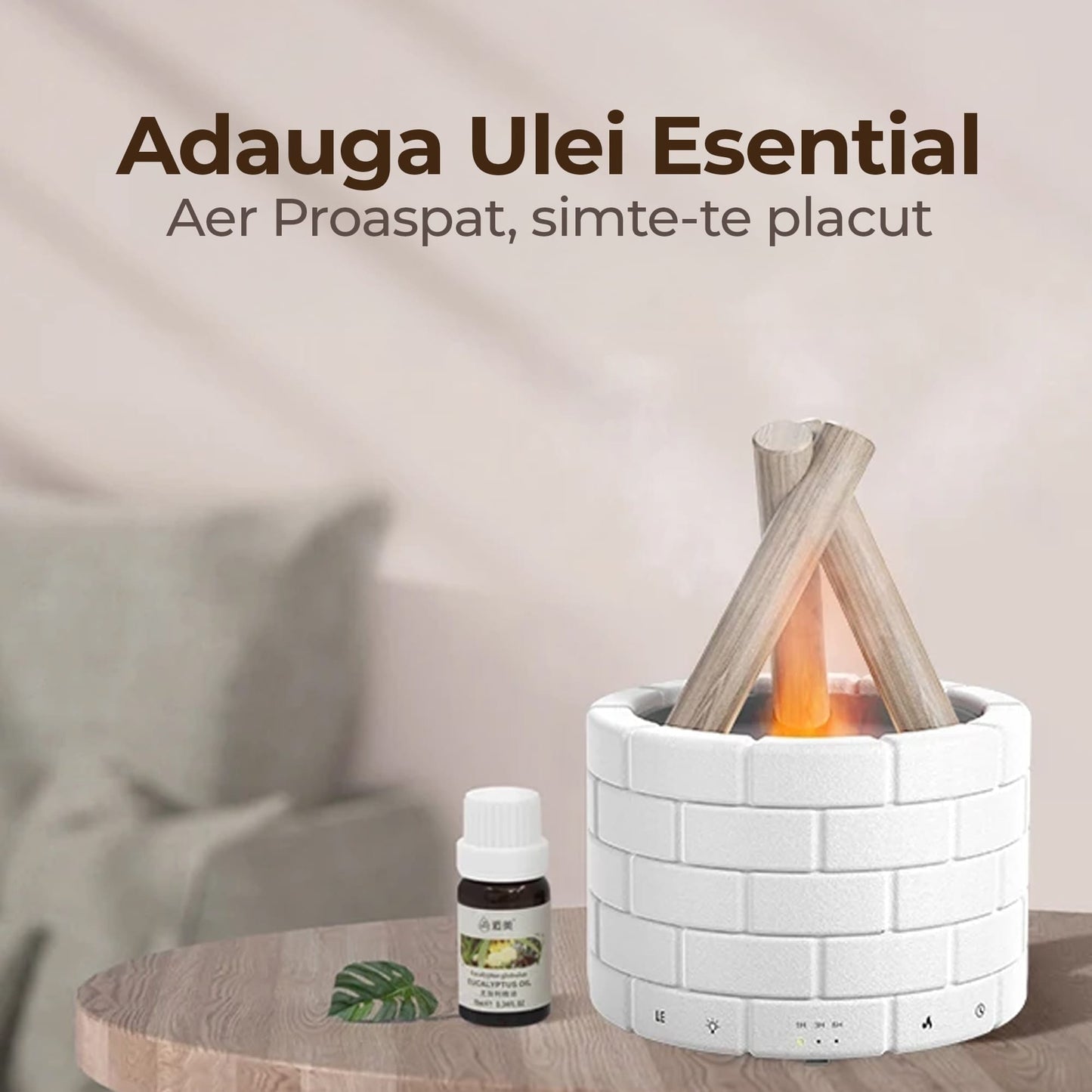 Difuzor de ulei esential, Aromaterapie tip Bonfire, Capacitate 250ml, Alb