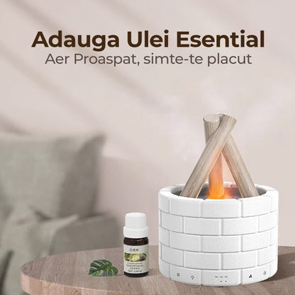 Difuzor de ulei esential, Aromaterapie tip Bonfire, Capacitate 250ml, Alb