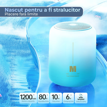 Boxa portabila cu lumini RGB, Bluetooth, Sunet surround 360, 1200mah, Albastru