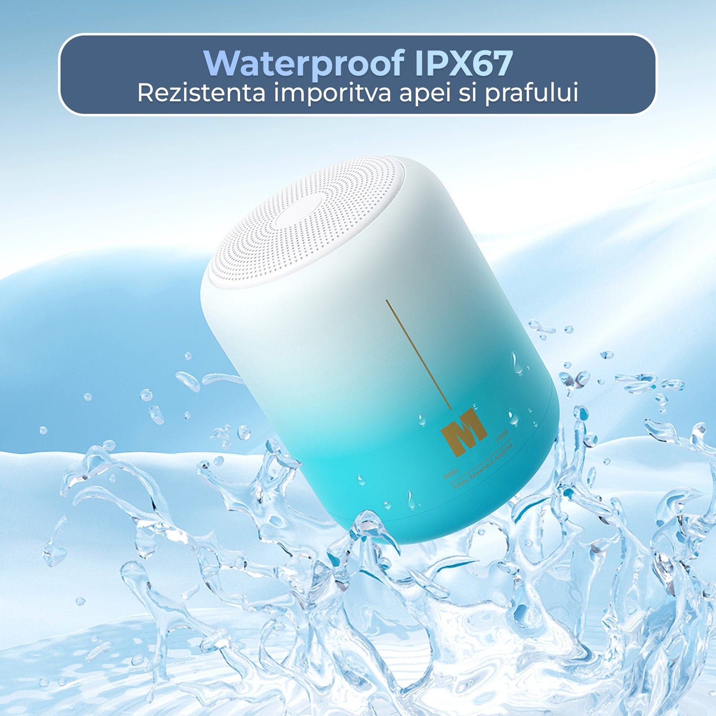 Boxa portabila cu lumini RGB, Bluetooth, Sunet surround 360, 1200mah, Albastru