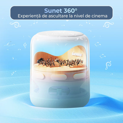 Boxa portabila cu lumini RGB, Bluetooth, Sunet surround 360, 1200mah, Albastru