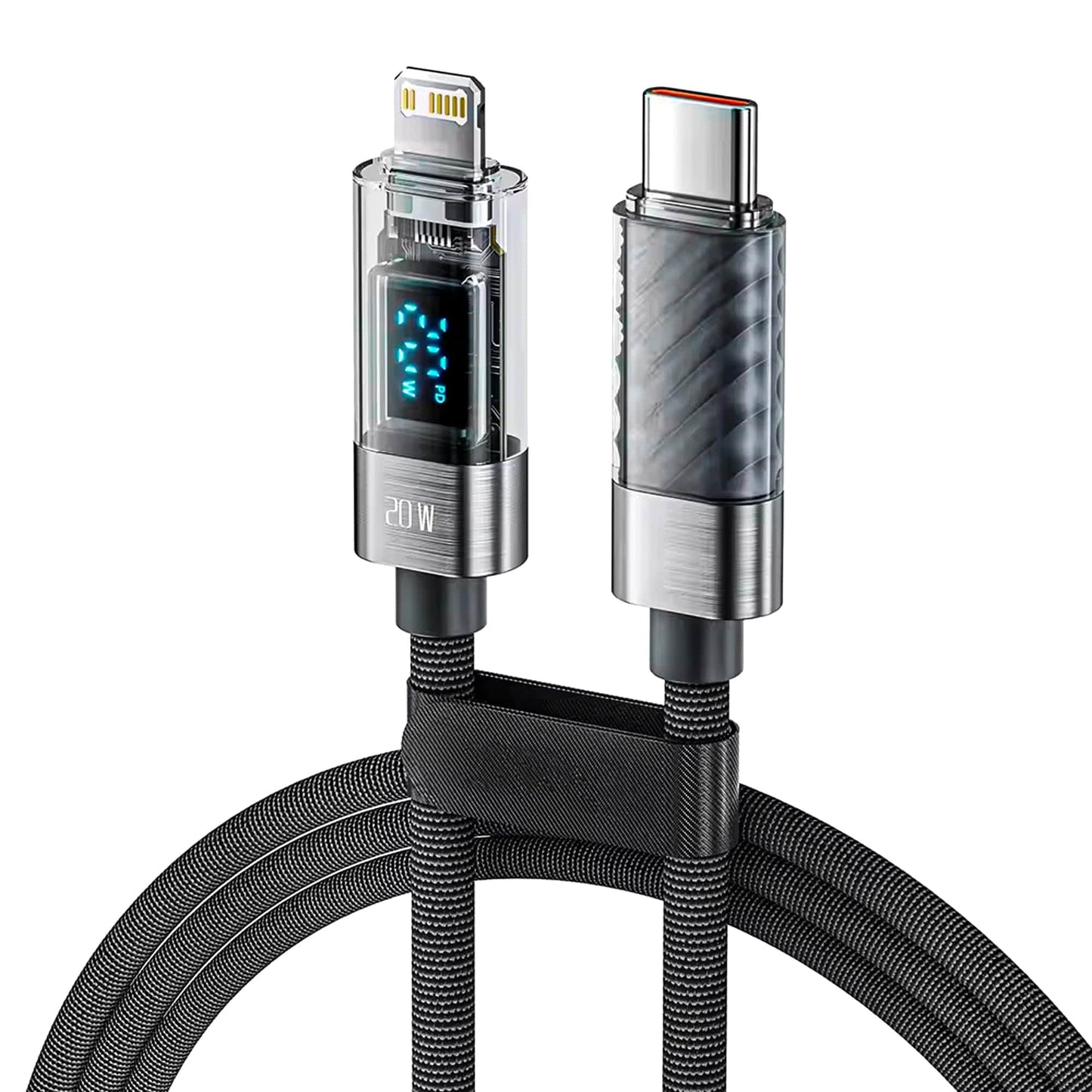 Cablu de Incarcare si Transfer de Date Timebox, USB-C la Lightning, 20W, 2m, Gri