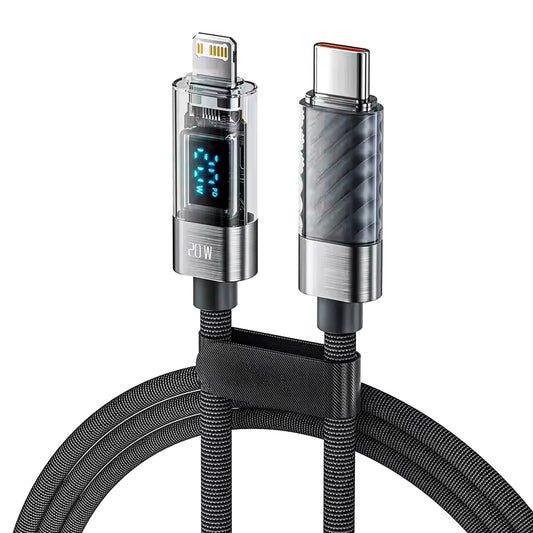 Cablu de Incarcare si Transfer de Date Timebox, USB-C la Lightning, 20W, 2m, Gri