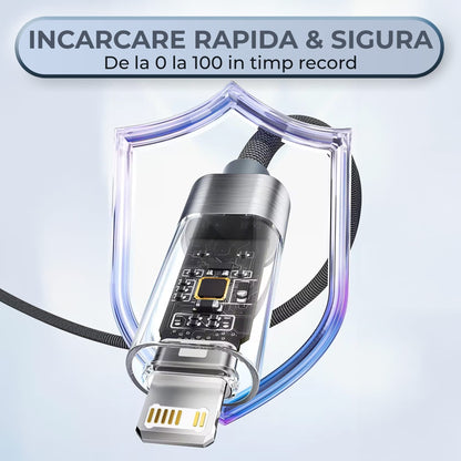 Cablu de Incarcare si Transfer de Date Timebox, USB-C la Lightning, 20W, 2m, Gri