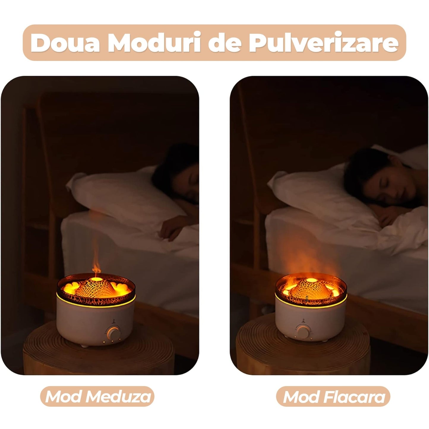 Difuzor de ulei esential, Aromaterapie tip Vulcan, Capacitate 560ml, Alb