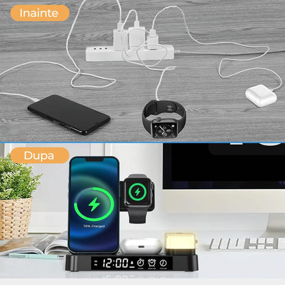Incarcator Wireless 5 in 1, 20W, multifunctional, lampa de noapte detasabila