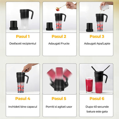 Mini blender electric Timebox, compact, multifunctional, Negru